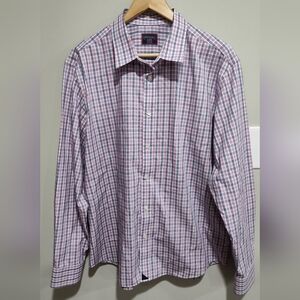 UNTUCKit Men's Long Sleeve Navy/Pink Plaid Button Down Collar Shirt X-LARGE
